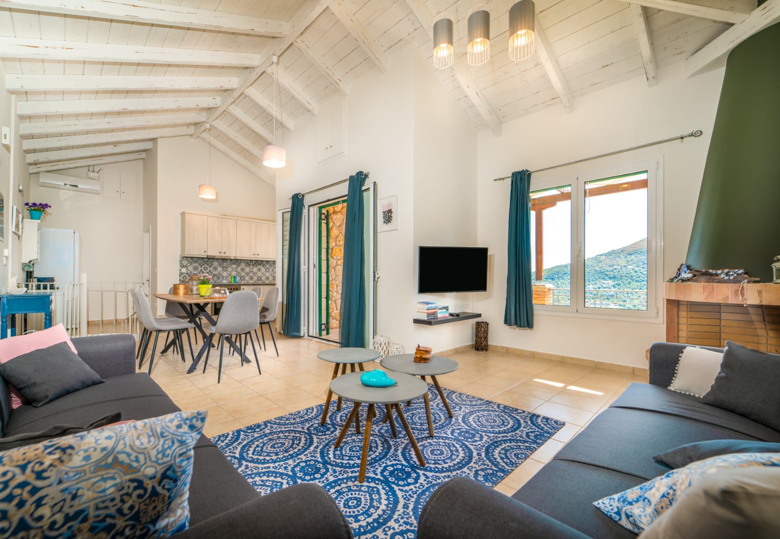 Bright living room with smart TV